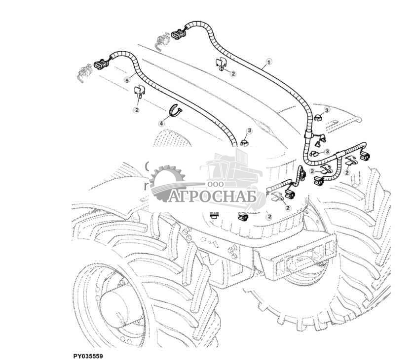 ЖГУТ ПРОВОДОВ, ФАРЫ И РАБОЧЕЕ ОСВЕЩЕНИЕ (ПЕРЕДНЯЯ РЕШЕТКА) 